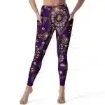 Purple and Gold Gemstone Pattern Women's Leggings