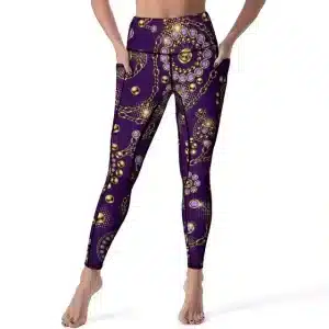 Purple and Gold Gemstone Pattern Women's Leggings