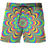 Radiant Spiral Flower Men's Drawstring Shorts