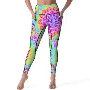 Rainbow Mandala Print High-Waisted Women's Leggings