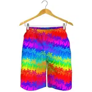 Rainbow Palm Tree Paradise Men's Beach Shorts