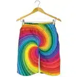 Rainbow Swirl Optical Illusion Men's Beach Shorts