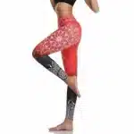 Red and Black Ombre Mandala Floral Yoga Leggings