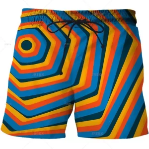 Retro 70s Hexagon Men's Psychedelic Shorts