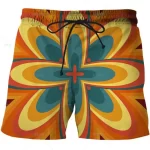 Retro 70s Vibe Floral Burst Men's Drawstring Shorts