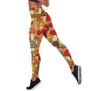 Retro Autumn Trippy Mushroom Women's Leggings