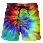 Retro Hippie Rainbow Tie-Dye Men's Beach Shorts