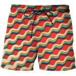 Retro Wave Pattern Men's Drawstring Shorts