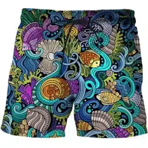 Sea Life Print Colorful Ocean Bliss Men's Shorts