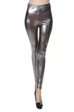 Shimmering Silver Metallic EDM Rave Women's Leggings