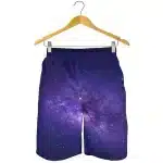 Starry Night Sky Purple Galaxy Men's Beach Shorts