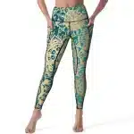 Teal and Gold Floral Mandala Women's Yoga Leggings