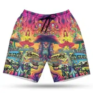 Trippy Buddha Cosmic Bus Art Psychedelic Alien Shorts