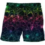 Trippy Holographic Geometric Glow Men's Shorts