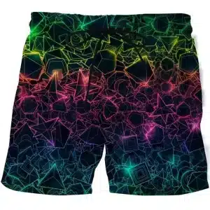 Trippy Holographic Geometric Glow Men's Shorts