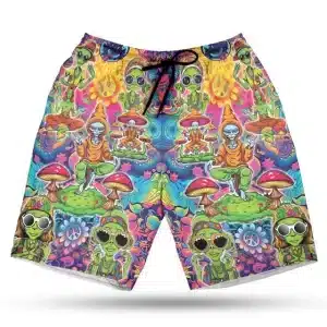 Trippy Mushroom Peace Art Alien Men's Board Shorts