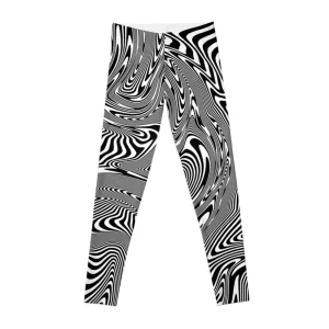 Trippy Optical Illusion Black and White Swirl Leggings