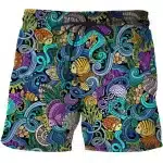 Trippy Underwater Marine Life Pattern Men's Shorts