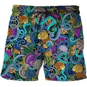 Trippy Underwater Marine Life Pattern Men's Shorts