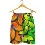 Vibrant Butterfly Garden Print Men's Beach Shorts