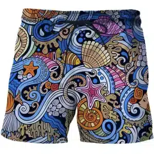 Vibrant Oceanic Sea Shell Men's Swim Shorts