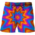 Vibrant Psychedelic Starburst Men's Drawstring Shorts