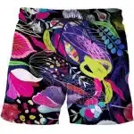 Vibrant Tropical Abstract Print Men's Swim Shorts