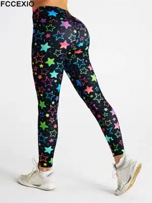 Women's Multi-Color Star Print EDM Rave Leggings